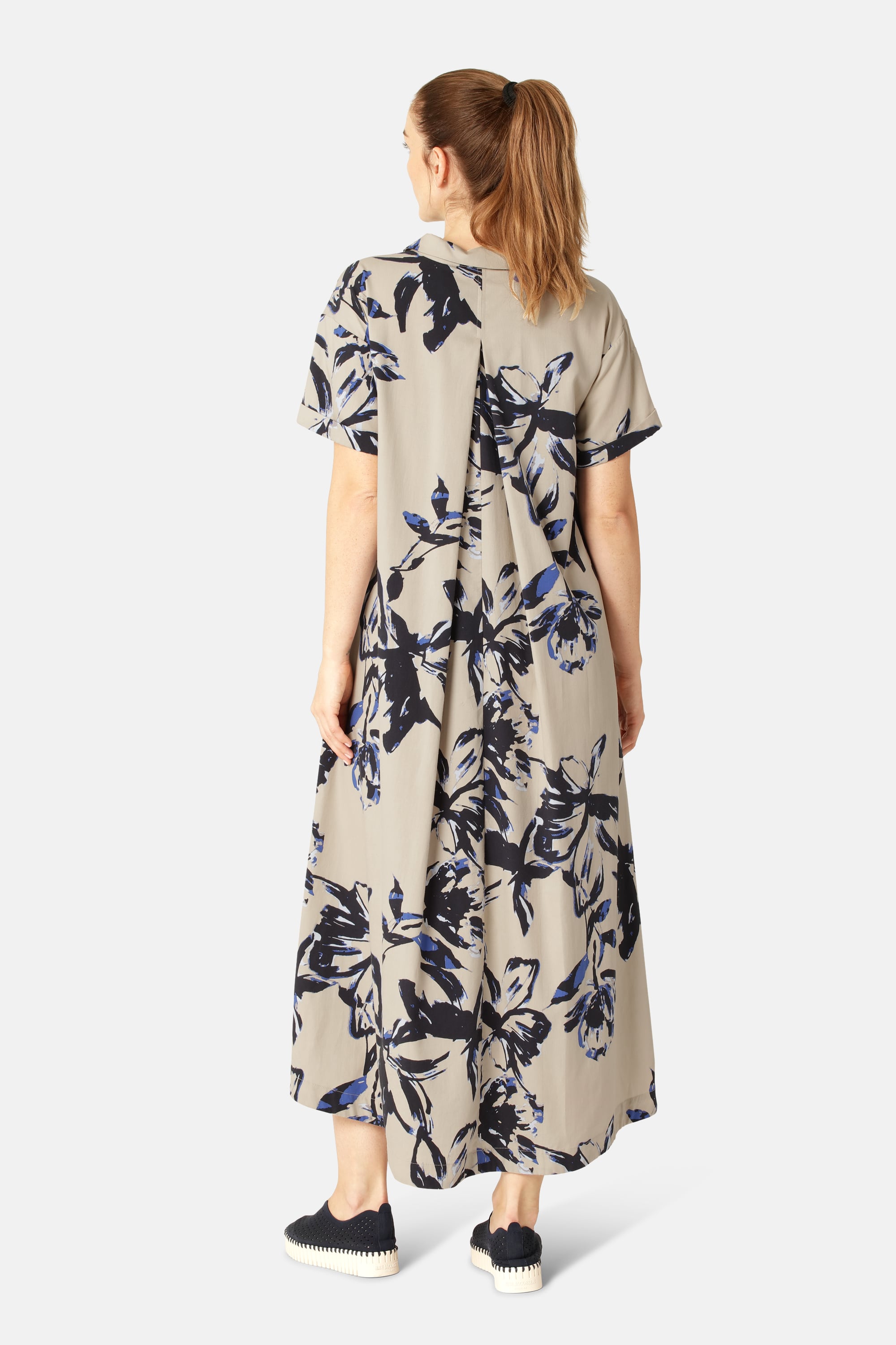 Lang Kjole A-linje - Sand Artsy Stroke Flower
